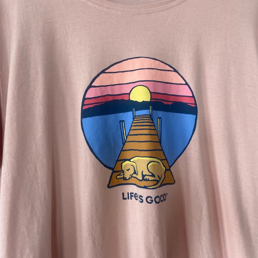🛑SOLD Life is Good Pink Sunset Dog Graphic Tee Size XXXL - Picture 2 of 5